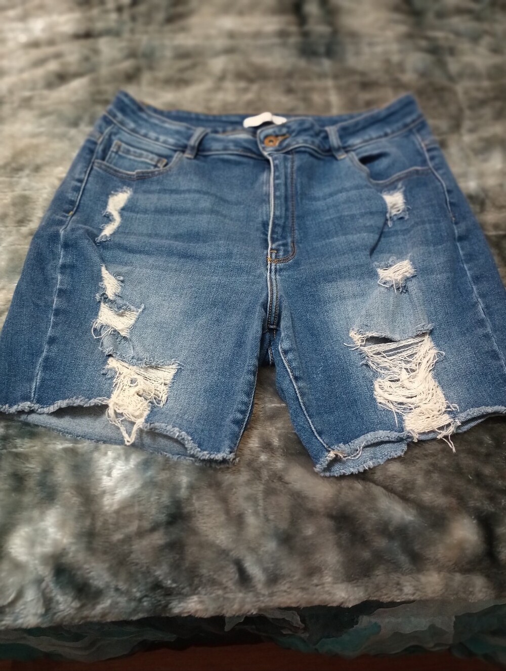 Encore Jeans Distressed Blue Denim Women's Shorts